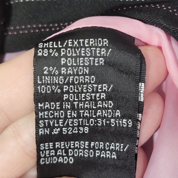 Sag Harbor Suit Jacket 5 Button Pinstripe Black / Pink / White 14 Vtg - Picture 6 of 11